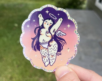 Glitter Chubby Angel Sticker