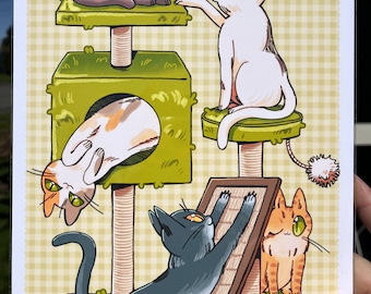 Cat Tree Art Print