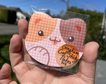 Gingham Cat Sticky Pad