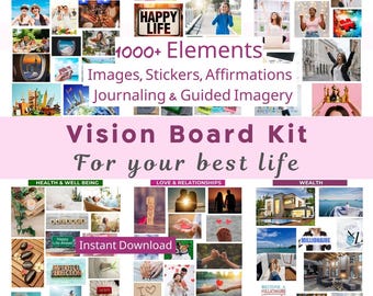 Ultimate Vision Board Kit | Guided Imagery for Vision Realization | Journaling Pages, Images, Stickers & Affirmation Cards
