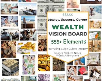 MONEY Vision Board Kit | Financial Success, Abundance Planner | Affirmation Cards, Manifestation Stickers, Career Vision Board, Wealth