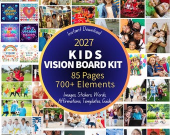 Kids Vision Board Kit 2027, 700+ Elements, Kids Activity, Goal Setting for Kids, Homeschool Resource, Digital Download