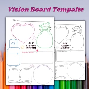 Vision Board Template, Manifestation Board, Goal-Setting, Vision Board Printable, Self-Expression, Digital Download, Dream Board