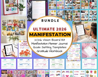 Ultimate 2026 Manifestation Bundle | Vision Board Kit, Planner, Templates, Gratitude | Goal Setting & Personal Growth | Digital Download