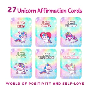 Kinder Affirmationskarten, Einhornkarten, positive Affirmationen für Kinder, Kinder Affirmationskarten, Digital Download Karten