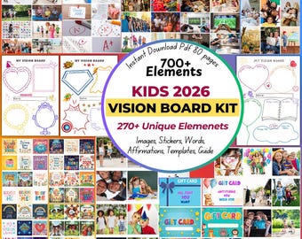 Kids Vision Board Kit 2026, 700+ Elements, Kids Activity, Goal Setting for Kids, Homeschool Resource, Digital Download