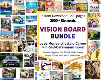 Vision Board Kit Bundle | 2000+ Manifestation Elements, Law of Attraction, Printable PDF Instant Download
