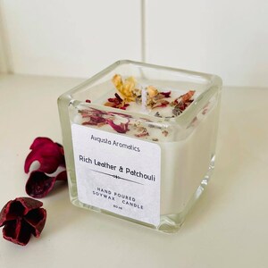 Rich Leather & Patchouli /Hand poured soy wax  candle/ Glass jar 8cl/Soy wax/Gorgeous gift/Vegan Friendly/Home fragrance/Luxury  candle