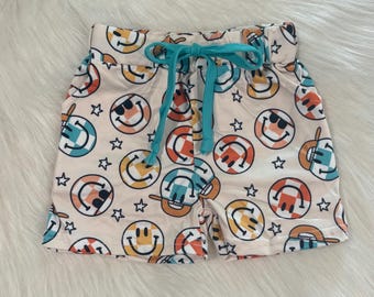 Boys smiley face & stars summer shorts