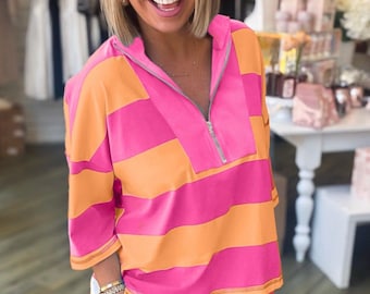 Women’s collared striped two piece set