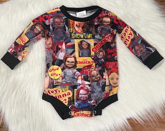 Scary Doll Halloween Long Sleeve Onsie