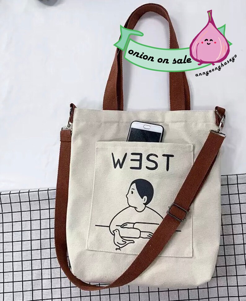 Korean Fashion Tote Shoulder Canvas Bag With Zipper for Etsy
