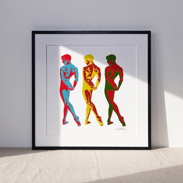 Male Dancers Art Print | nude | pop art | illustration | LGBT | gay artwork | LGBTQ | dancer | homoerotic