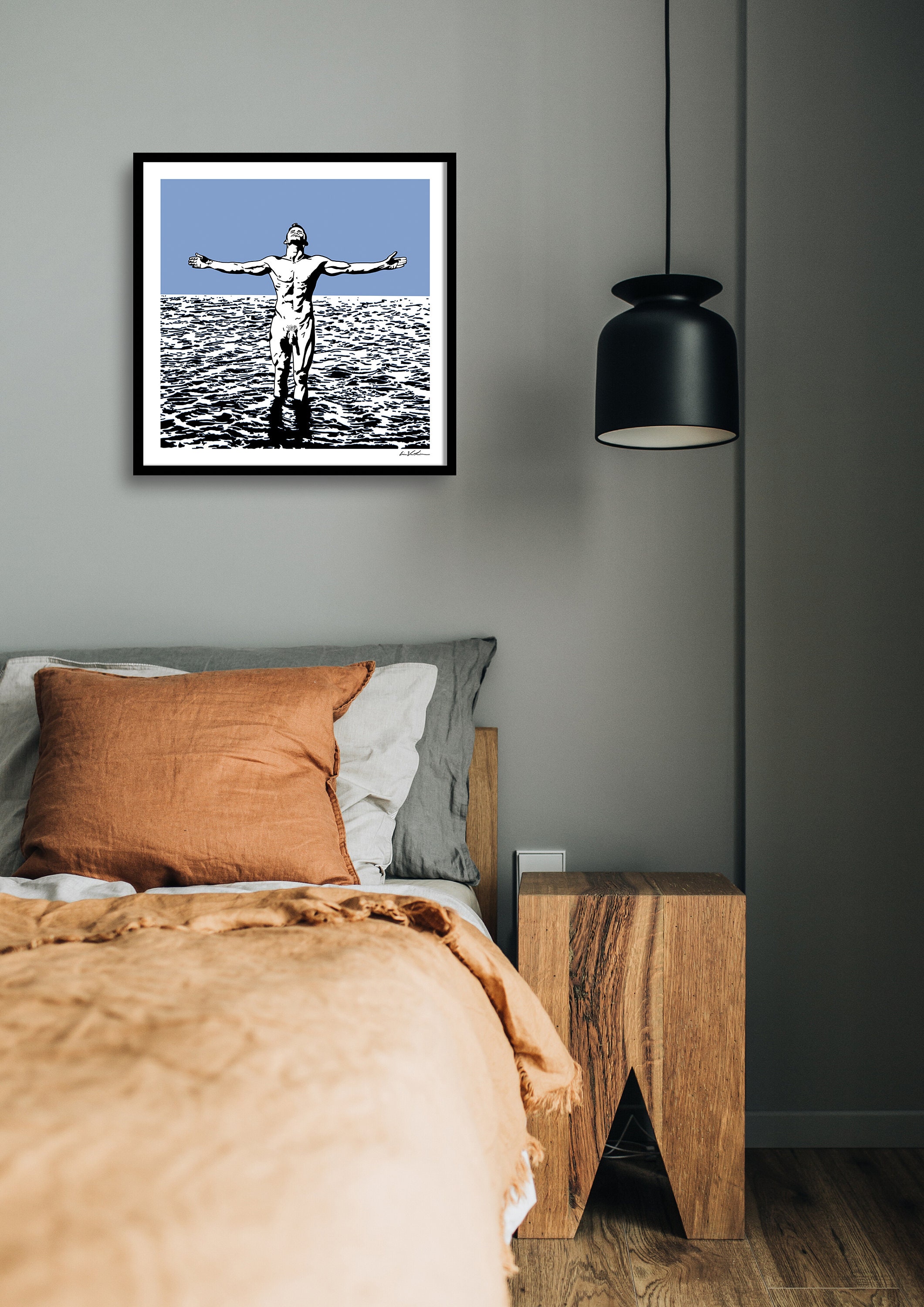 Male Swimmer Art Print Skinny Dipping Queer Art Male Body Hot Guy