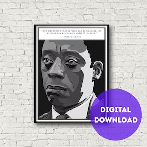 James Baldwin Print | Printable Wall Art | James Baldwin Poster | black history | James Baldwin Quote | queer art | civil rights author