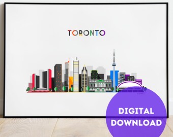 Toronto Skyline Art Print | Printable Wall Art | Toronto Cityscape | Toronto City Poster | Minimalist  | LGBT Gift  | Ontario | Wall Art