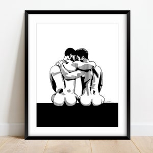Gay Lovers at Poolside | Male Nude Print | Gay Wall Decor Poster