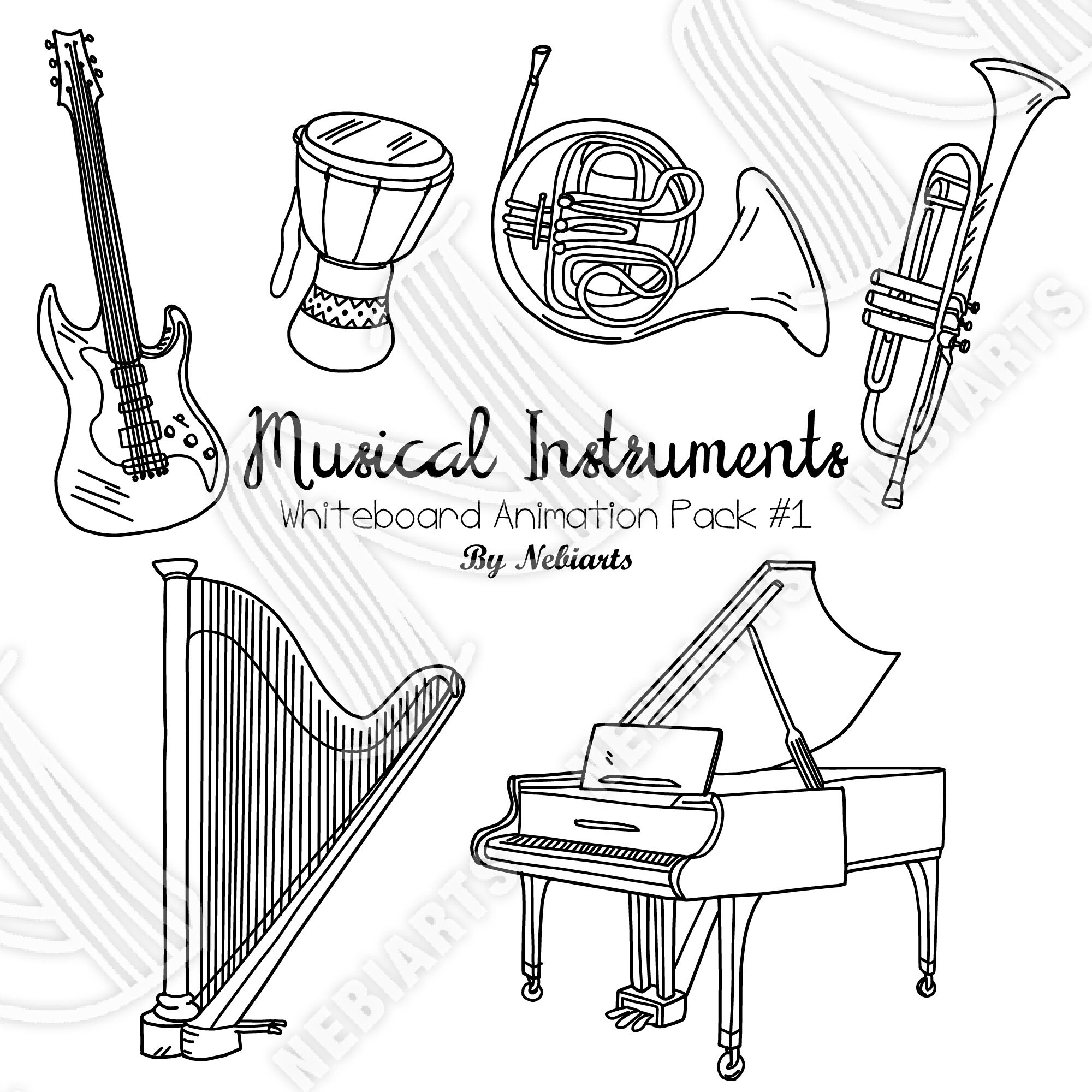 Musical Instruments Whiteboard Animation SVG Images Pack - Etsy Musical Instruments Whiteboard Animation SVG Images Pack - Etsy