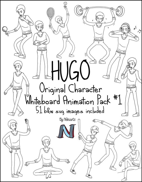Hugo Original Character Whiteboard Animation SVG Images Pack - Etsy Hugo Original Character Whiteboard Animation SVG Images Pack - Etsy