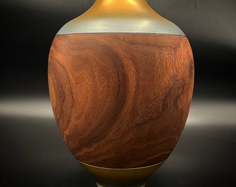 Walnut vessel with silver and gold airbrushing