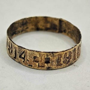 Rare World War I Ring with Date 1914 - 1916 / WWI Wedding Ring / WWI / Medieval Ring / Old Ring / Size 18mm (US 8)