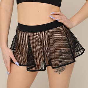 High waisted dance skirt-shorts, Mesh Skirt, Pole bottoms black grid with beige pants, cheerleading Luxury dance wear, mini dance skirt