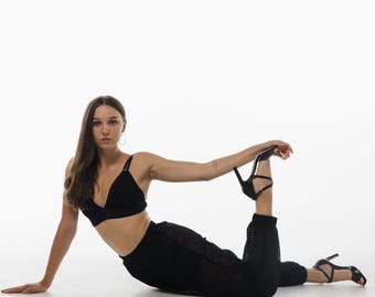 Black Mesh Dancewear Set – Pole Dance Costume, Rave Outfit