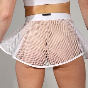 White rave skirt shorts pole dance butterfly skirt bottom mesh lingerie bottom festival competition wear