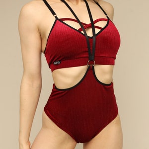 Glitter velvet dance wear, dark red elastic velvet top and shorts, sparkling velvet bodywear, pole dance leotard, Elegant red shine leotard