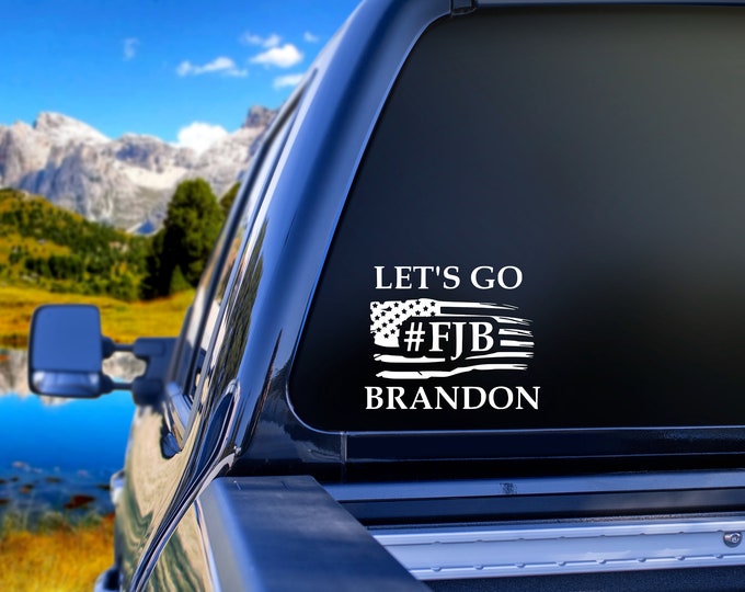 Let's Go Brandon FJB Flag Decal | Car wall or cup decal | Anti Biden | Anti Liberal | Republican | Conservative | Gifts for men or women