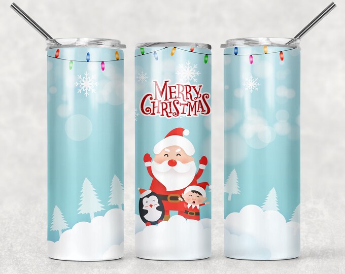 Merry Christmas Tumbler 20 oz with straw | Christmas Gift | Holiday Tumblr Gift for dad son brother grandpa mom sister wife daughter grandma