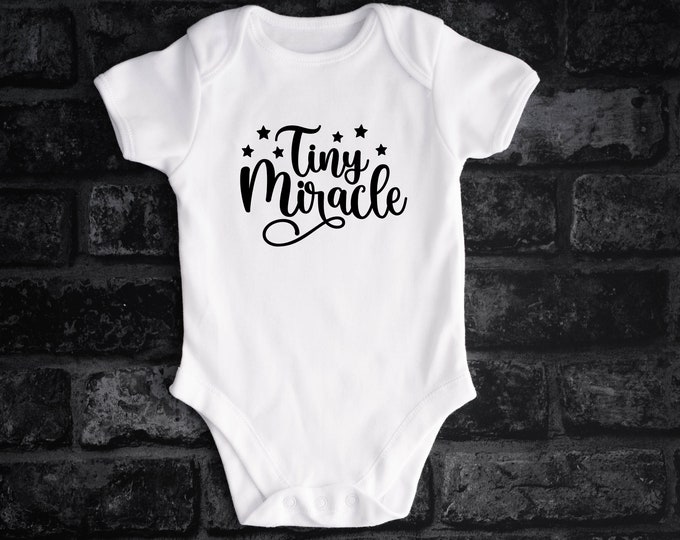 Tiny Miracle Baby Bodysuit | Unisex Romper | Birth Announcement | Pregnancy Announcement