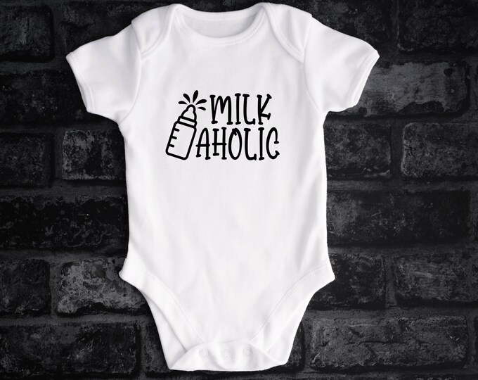 Milk Aholic Baby Bodysuit | Unisex Romper | Birth Announcement | Pregnancy Announcement