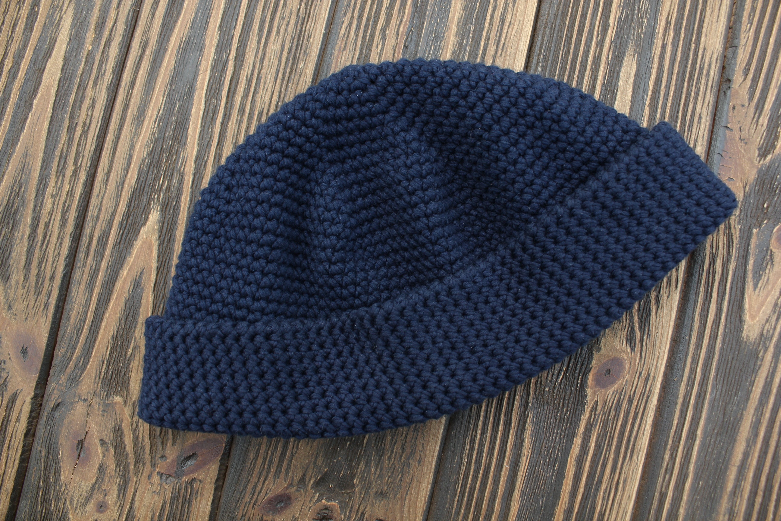 Navy Fisherman Beanie Hat Сashmere With 
