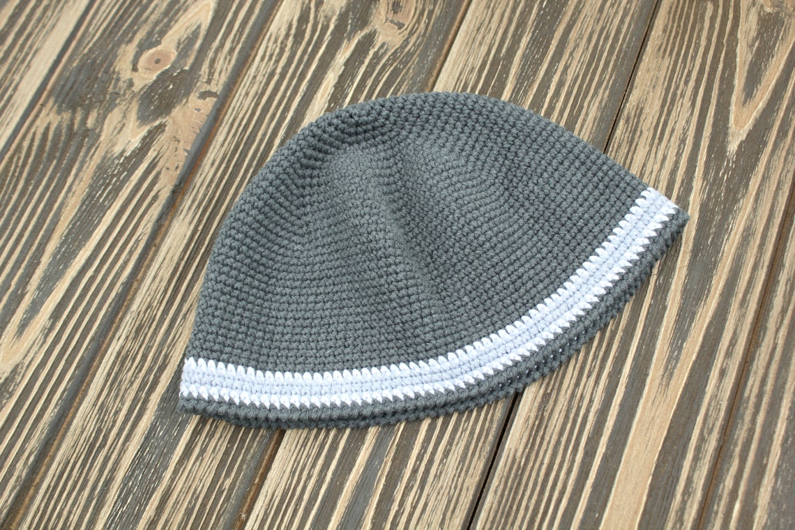 Xxl beanie cotton Summer hat for men Grey cotton hat Skull Etsy