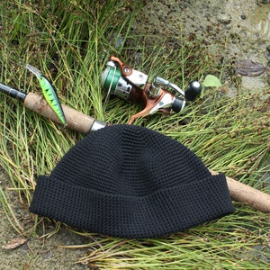 Fisherman Beanie Hat, Cotton Hat, Linen with Cotton Hat, Fisherman Short Hat, Skull Hat Man, Crochet Hat