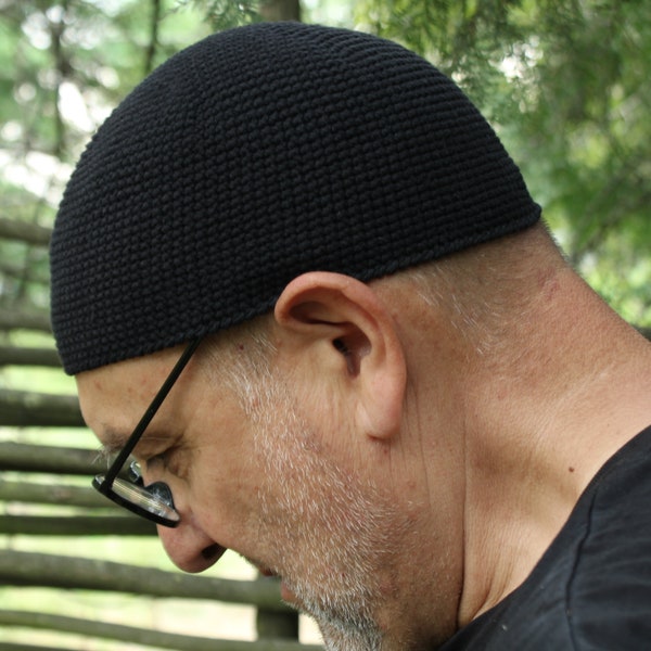 Men kufi, Cotton Mens Skull Cap, Linen with Cotton Mens Skull Cap, Crochet Hat