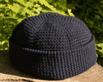 Bonnet pêcheur, Bonnet court, 100 % cachemire, Bonnet au crochet fait main, Bonnet de montre, Chapeau style docker