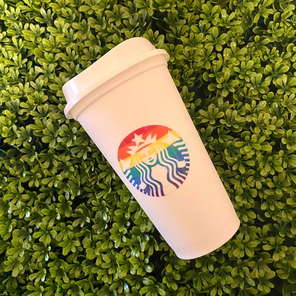 Rainbow Pride Starbucks Inspired Reusable Coffee Cup