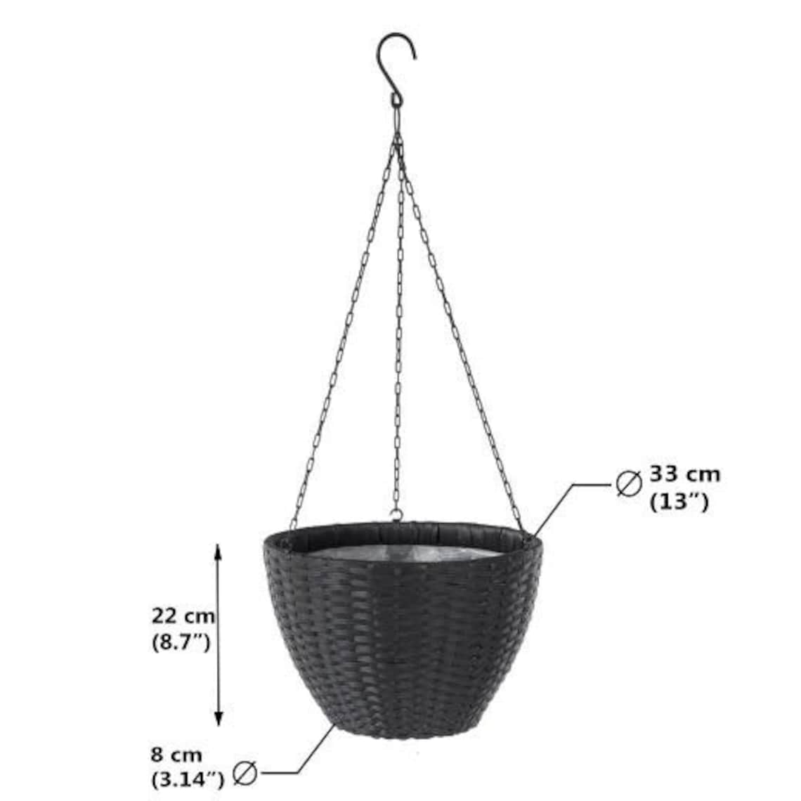 Hanging planter pot with drainage and pot liner indoor and Etsy