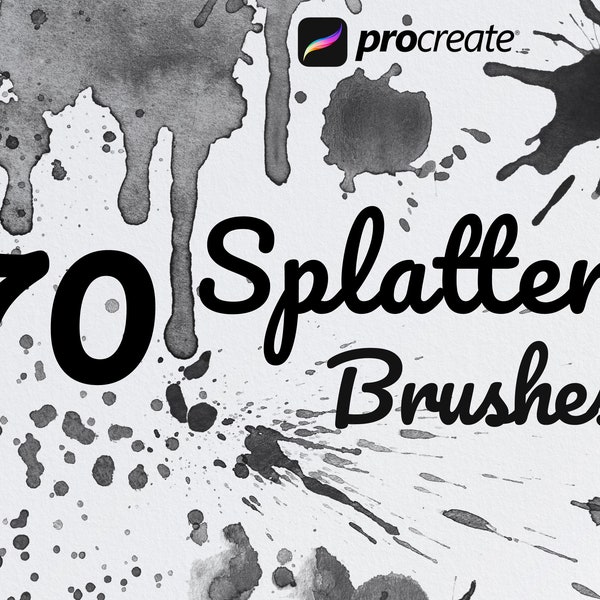 Pack de pinceaux Procreate Splatter, éclaboussures, éclaboussures d'aquarelle, gouttes, fuites, taches, soufflage d'encre, vaporisateur, pinceaux Procreate, ensemble de pinceaux Procreate