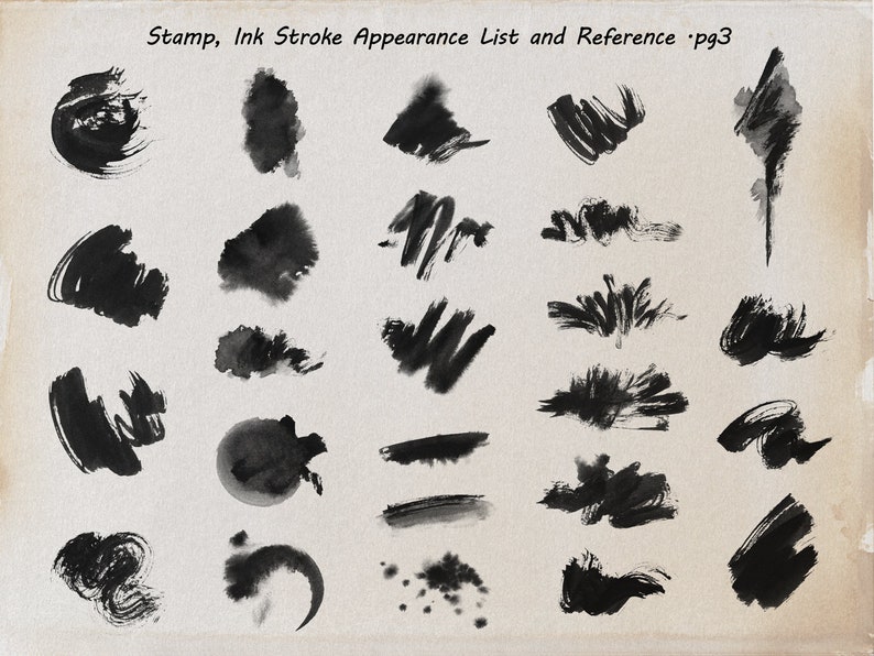 Ink Reference Procreate Ink Stroke, Stamp Brushes, 100+ Ink Stroke Design Collection ...