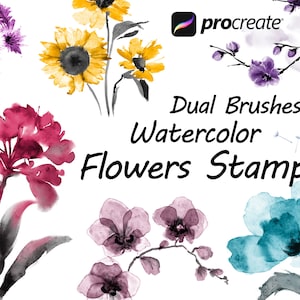 Procreate Flower Stamp dual brushes, Floral, Leaf, Botanical stamps