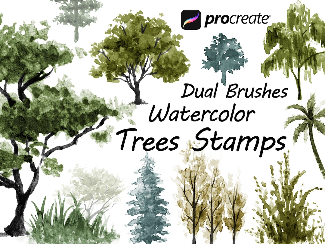 Procreate Tree Stamps Dual Brushes Bushes Grass Botanical - Etsy