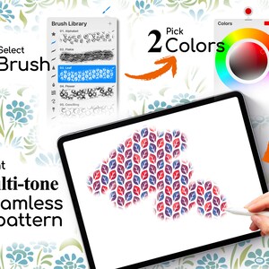 Procreate Seamless Patterns Dual Brushes, 2-colors, Multi-tone Brushes ...