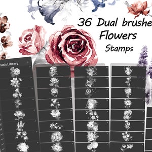 Procreate Flower Stamp Dual Brushes, Floral, Leaf, Botanical Stamps - Etsy