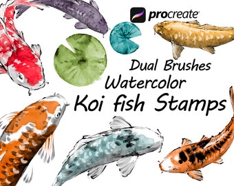 Procreate Koi Fisch Stempel, doppel Pinsel, Koi Fisch Stempel