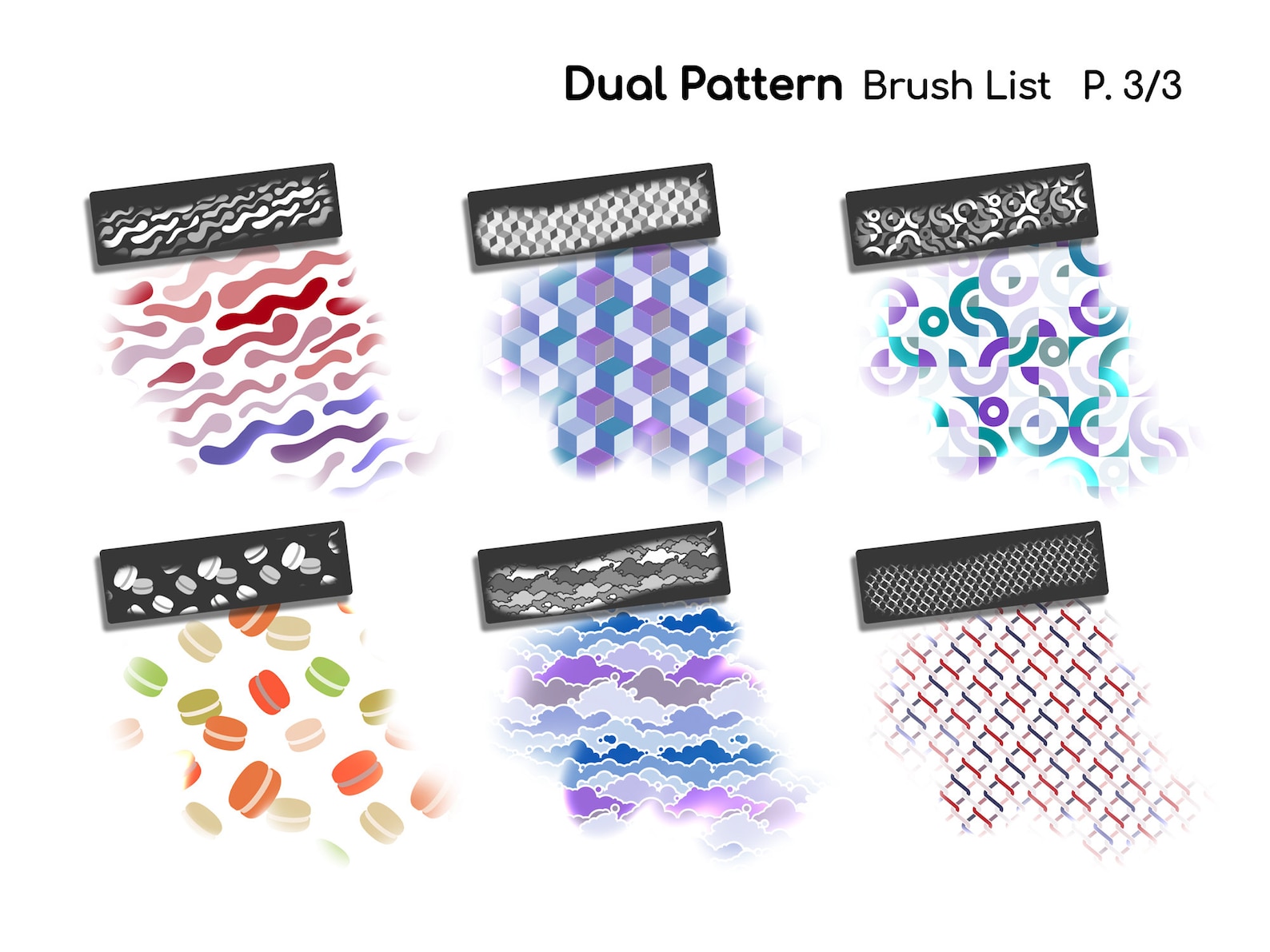 Procreate Seamless Patterns Dual Brushes, 2-colors, Multi-tone Brushes ...