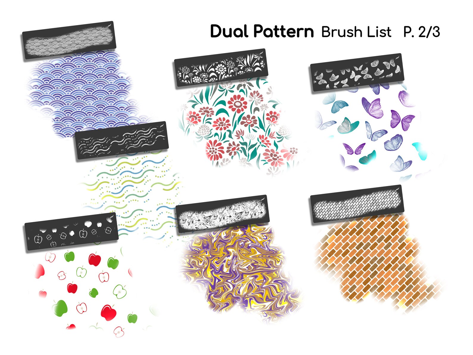 Procreate Seamless Patterns Dual Brushes 2-colors Multi-tone - Etsy