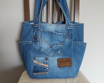 Denim Handbag Recycled Boho Jeans Purse Shoulder Bag Denim - Etsy